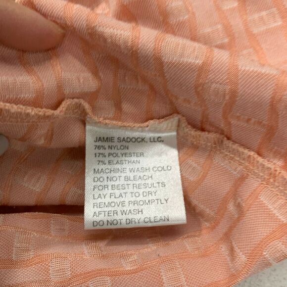 Jamie Sadock Golf Polo Shirt Womens Size M Peach Snap Buttons Textured Retro Top - Picture 7 of 9